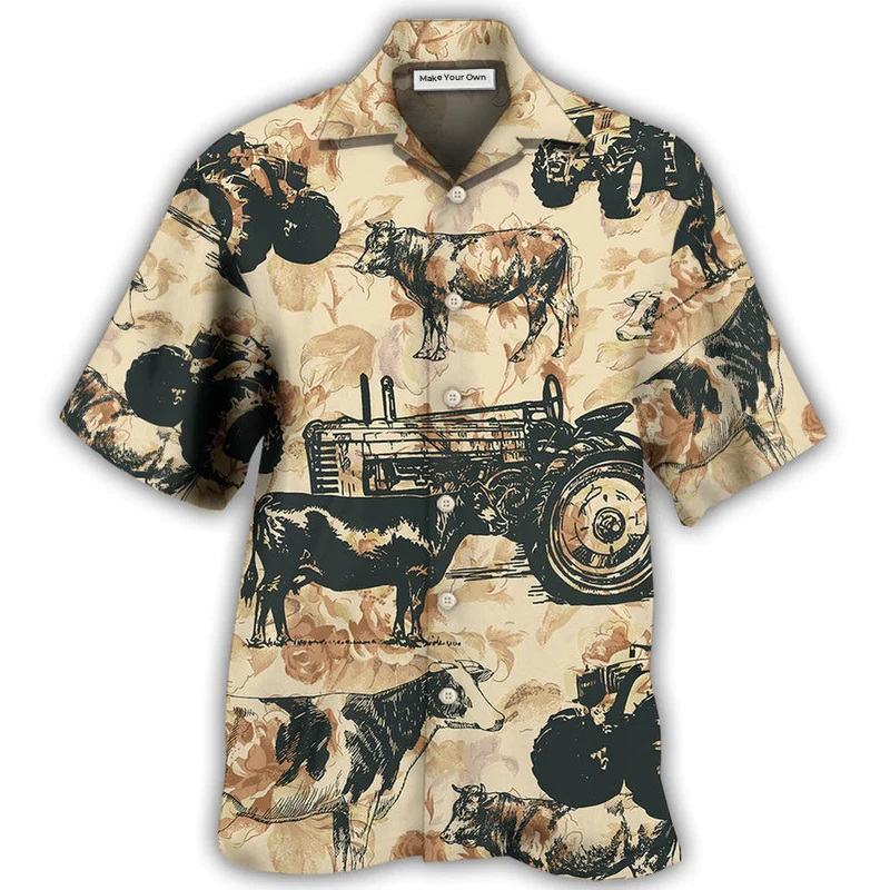 Hawaiian Shirt / Adults / S Tractor And Cow I Like - Hawaiian Shirt - Reefox