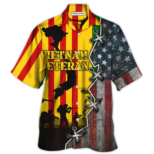 Hawaiian Shirt / Adults / S Veteran Vietnam Veteran I Love Freedom With Flag Style - Hawaiian Shirt - Reefox
