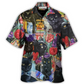 Hawaiian Shirt / Adults / S Black Cat Art With Flowers - Hawaiian Shirt - Reefox