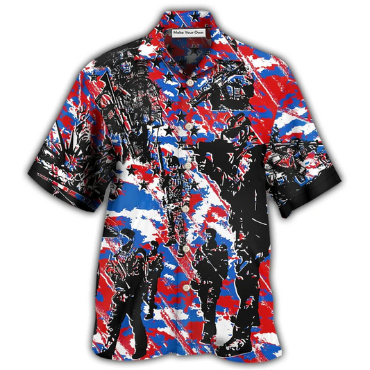 Hawaiian Shirt / Adults / S Veteran Independence Day Camo Pattern - Hawaiian Shirt - Reefox