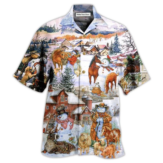 Hawaiian Shirt / Adults / S Horse Christmas Love Horse And Farm - Hawaiian Shirt - Reefox