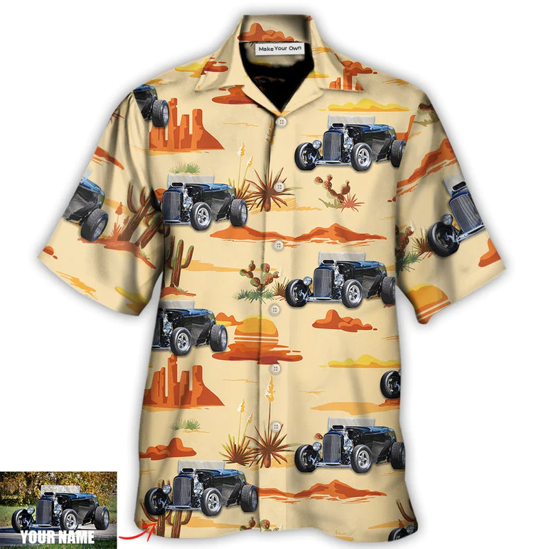 Hawaiian Shirt / Adults / S Hot Rod Vintage Landscape Cowboy Custom Photo - Hawaiian Shirt - Reefox