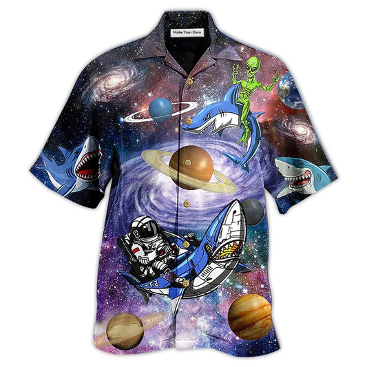 Hawaiian Shirt / Adults / S Shark Alien Space - Hawaiian Shirt - Reefox