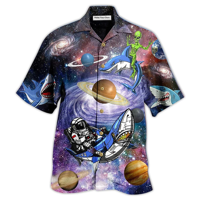 Hawaiian Shirt / Adults / S Shark Alien Space - Hawaiian Shirt - Reefox