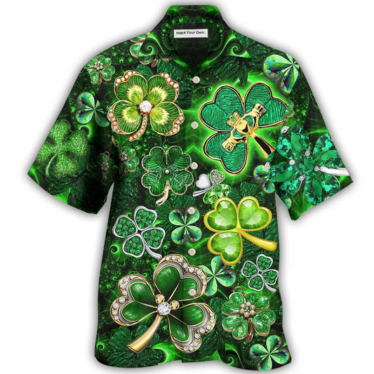Hawaiian Shirt / Adults / S Irish Shamrock Leaf Diamond - Hawaiian Shirt - Reefox