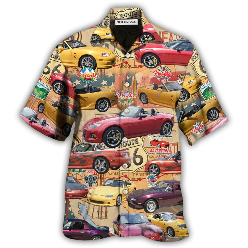 Hawaiian Shirt / Adults / S Car Road Route Vintage Style - Hawaiian Shirt - Reefox