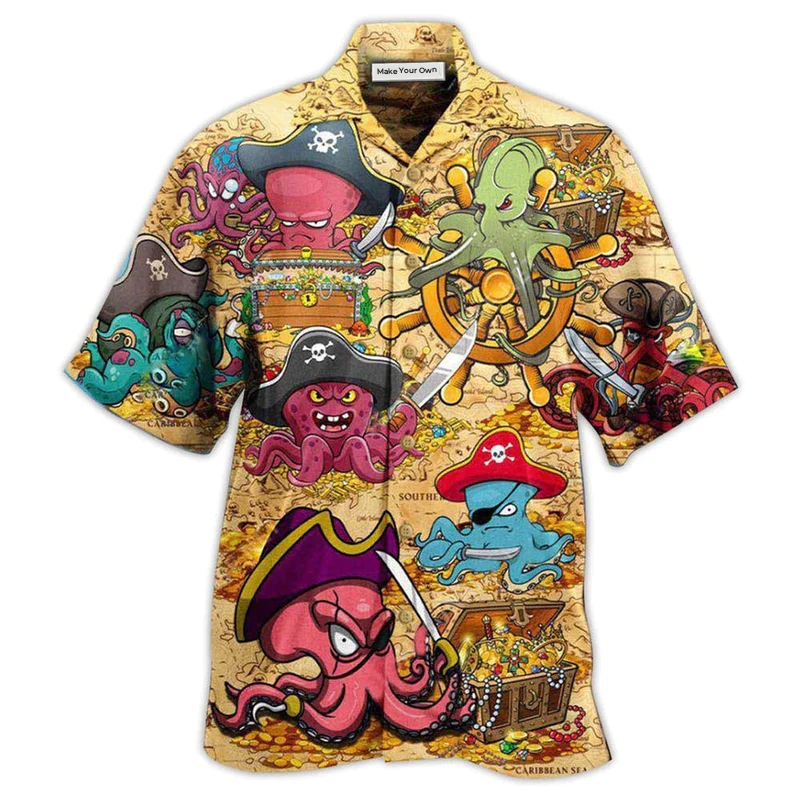 Hawaiian Shirt / Adults / S Octopus Captain Pirates - Hawaiian Shirt - Reefox