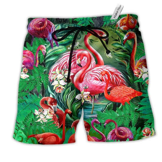 Beach Short / Adults / S Flamingo Love Life Floral - Beach Short Reefox - Owls Matrix LTD