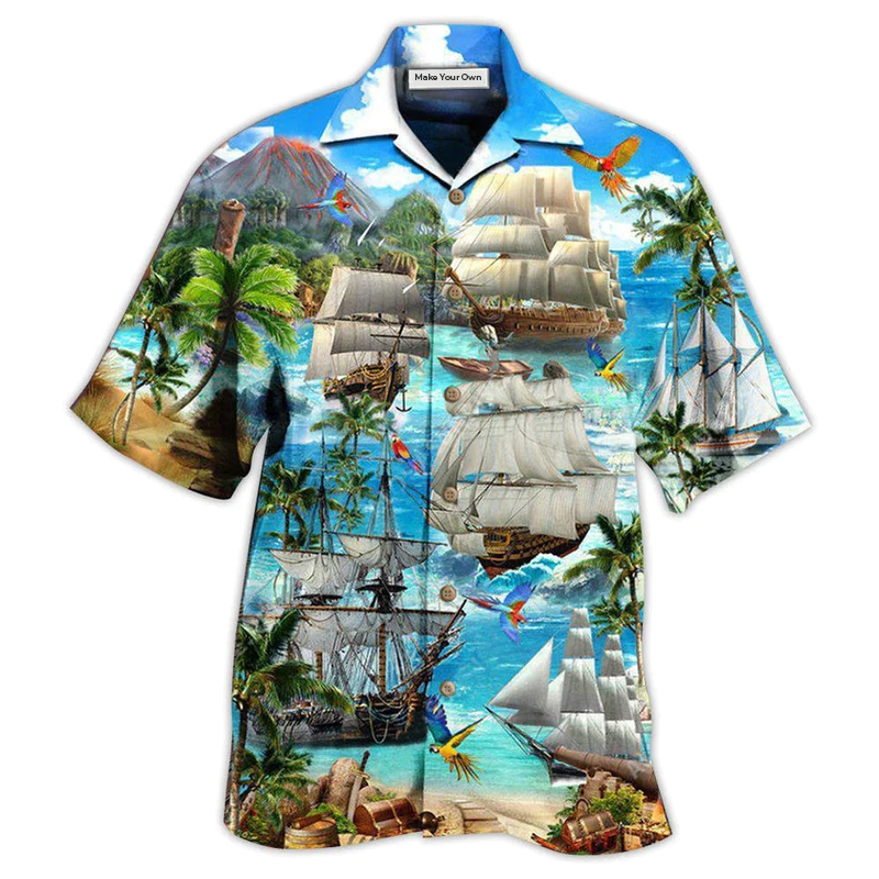 Hawaiian Shirt / Adults / S Sailing Ship In The Sea - Hawaiian Shirt - Reefox
