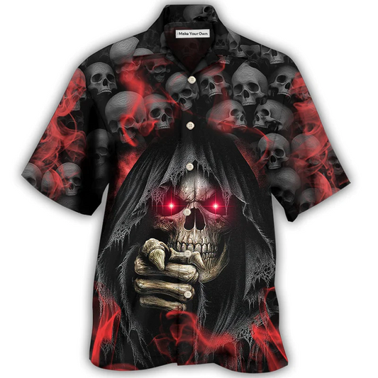 Hawaiian ShirtHawaiian Shirt / Adults / S Skull Dark Red Smoke Lighting - Hawaiian Shirt - Reefox / Adults / S Skull Dark Red Smoke Lighting - Hawaiian Shirt - Reefox