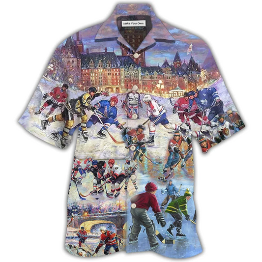 Hawaiian Shirt / Adults / S Ice Hockey Colorful Night - Hawaiian Shirt - Reefox