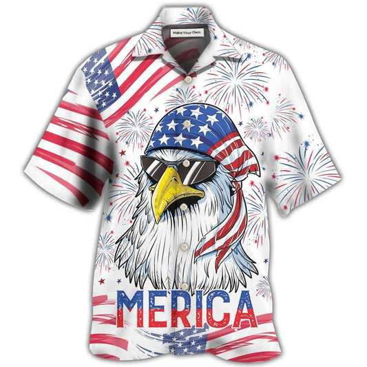 Hawaiian Shirt / Adults / S Eagle Independence Day American - Hawaiian Shirt - Reefox