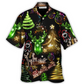 Christmas Neon Art Christmas Tree And Snowman Cool - Hawaiian Shirt - Reefox