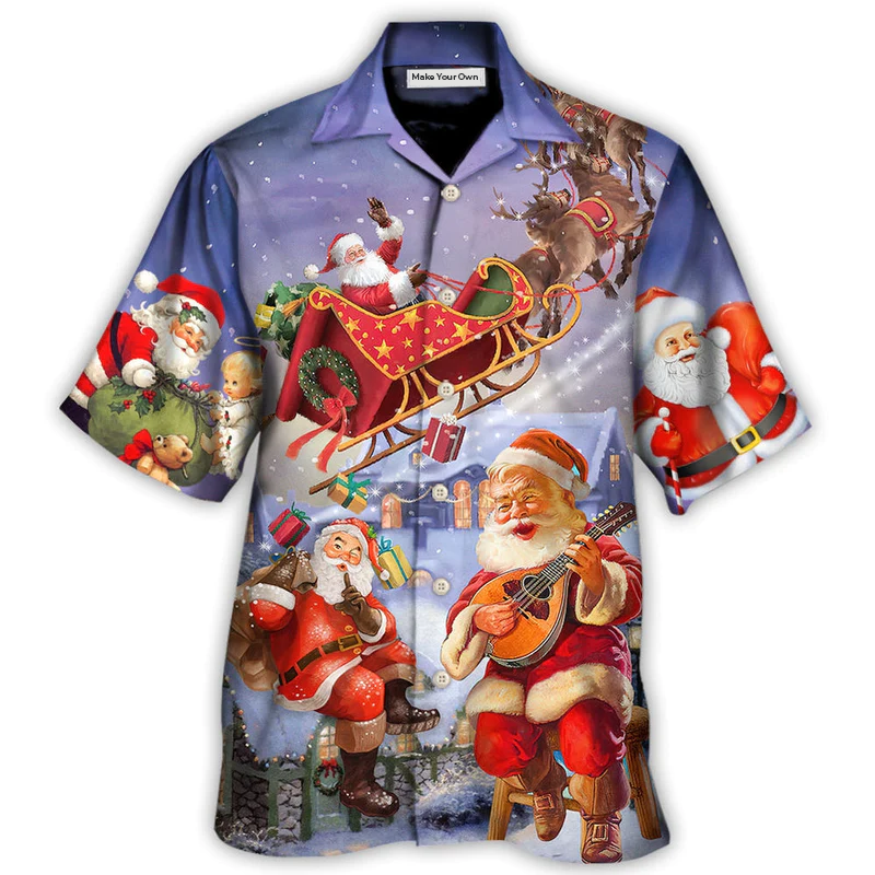 Hawaiian Shirt / Adults / S Christmas Santa Claus Funny Art Style - Hawaiian Shirt - Reefox