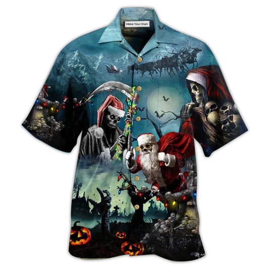 Hawaiian Shirt / Adults / S Skull Chistmas Santa Claus - Hawaiian Shirt - Reefox