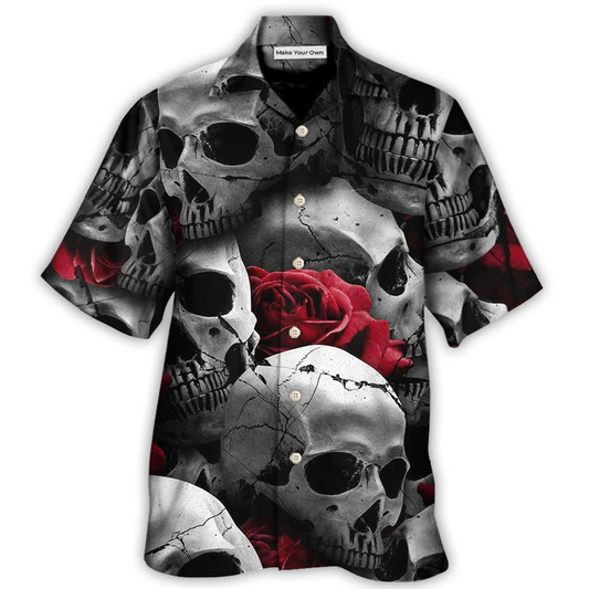 Hawaiian Shirt / Adults / S Skull Death Love Rose - Hawaiian Shirt - Reefox
