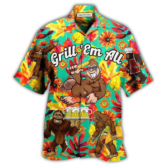 Hawaiian Shirt / Adults / S Food Grill Em All Funny Barbecue Cool - Hawaiian Shirt - Reefox