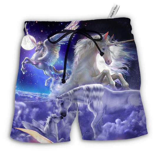 Unicorn Fantasy Art Amazing Style - Beach Short Reefox - Owls Matrix LTD