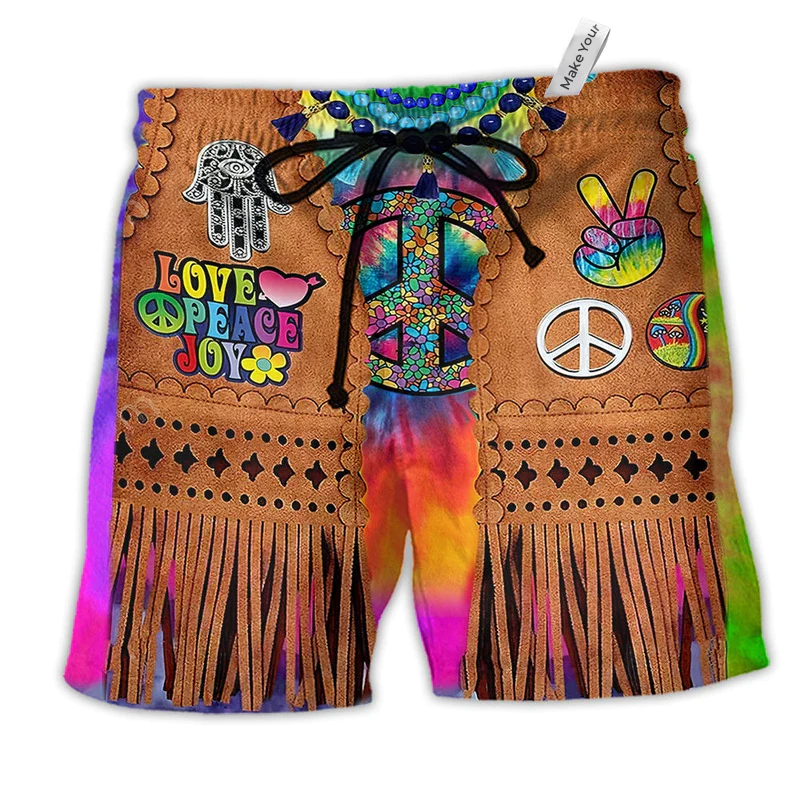 Beach Short / Adults / S Hippie Peace Life Cowboy Style - Beach Short Reefox - Owls Matrix LTD
