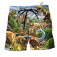 Beach Short / Adults / S Dinosaur Rawrsome Lovely World - Beach Short Reefox - Owls Matrix LTD