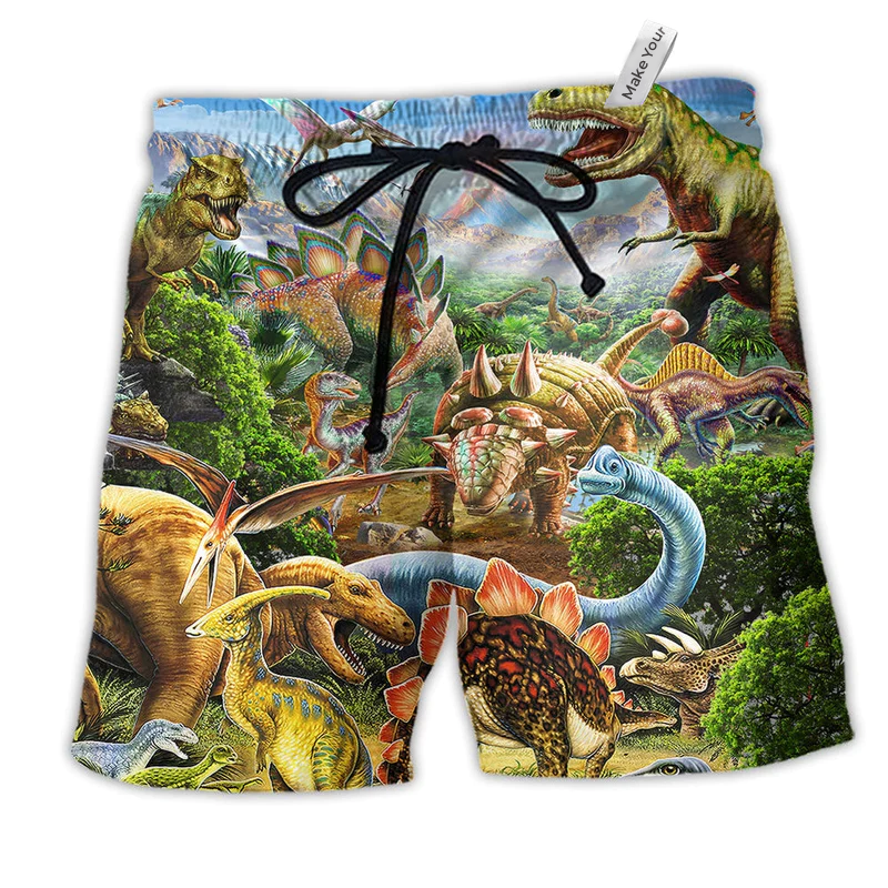 Beach Short / Adults / S Dinosaur Rawrsome Lovely World - Beach Short Reefox - Owls Matrix LTD