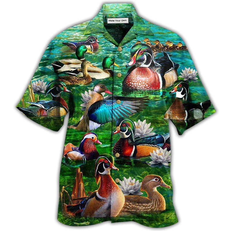 Hawaiian Shirt / Adults / S Duck All You Need Is Love And A Duck In Green - Hawaiian Shirt - Reefox