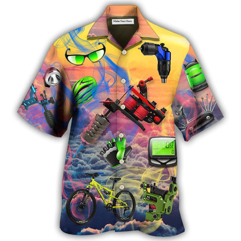 Hawaiian Shirt / Adults / S Cycling And Tatoo Lover Dream Sky - Hawaiian Shirt - Reefox