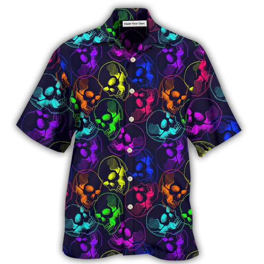 Hawaiian Shirt / Adults / S Skull Neon Big Cool - Hawaiian Shirt - Reefox