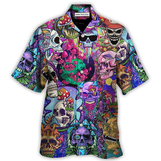 Hawaiian Shirt / Adults / S Hippie Mushroom And Skull Colorful Art - Hawaiian Shirt - Reefox