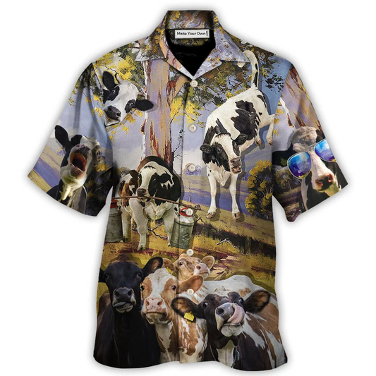 Cow Dancing In The Australian Landscape Funny Art Style - Hawaiian Shirt - Reefox