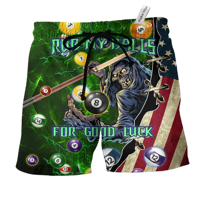 Beach Short / Adults / S Billiard Rub My Balls For Good Luck - Beach Short Reefox - Owls Matrix LTD