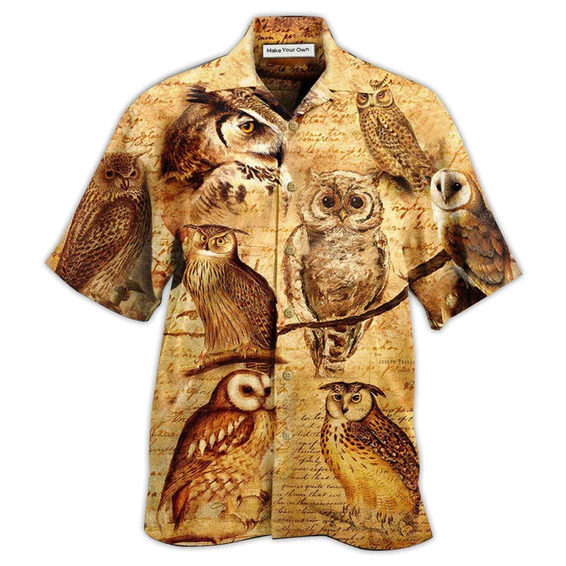 Hawaiian Shirt / Adults / S Owl Vintage Wise Cool - Hawaiian Shirt - Reefox