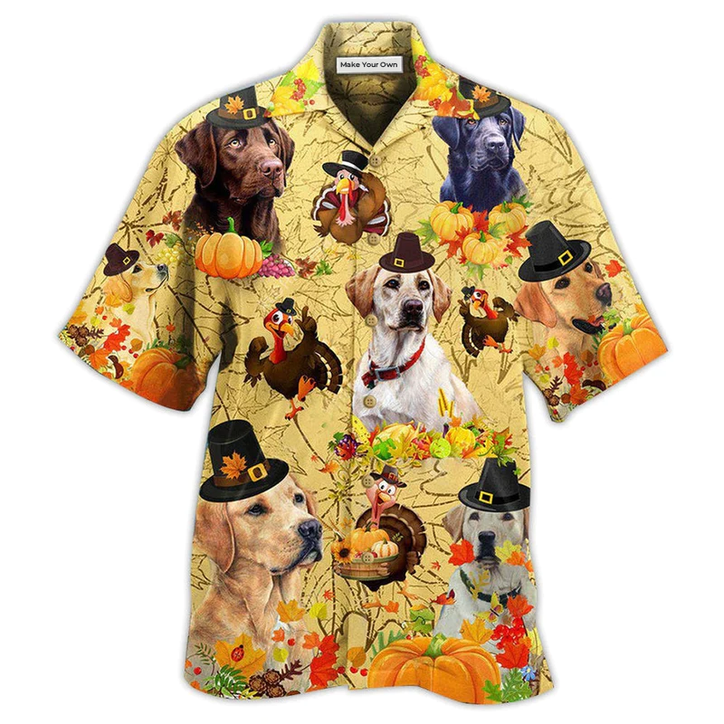 Hawaiian Shirt / Adults / S Labrador Retriever Dog Thanksgiving - Hawaiian Shirt - Reefox