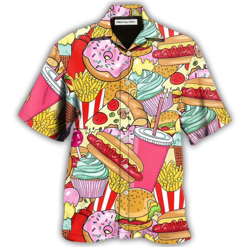 Hawaiian Shirt / Adults / S Food Junk Food Art Colorful - Hawaiian Shirt - Reefox