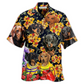 Hawaiian Shirt / Adults / S Dachshund And Flowers Black Style - Hawaiian Shirt - Reefox