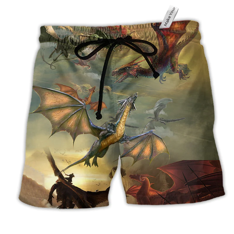 Beach Short / Adults / S Dragon Love Cool Life - Beach Short Reefox - Owls Matrix LTD
