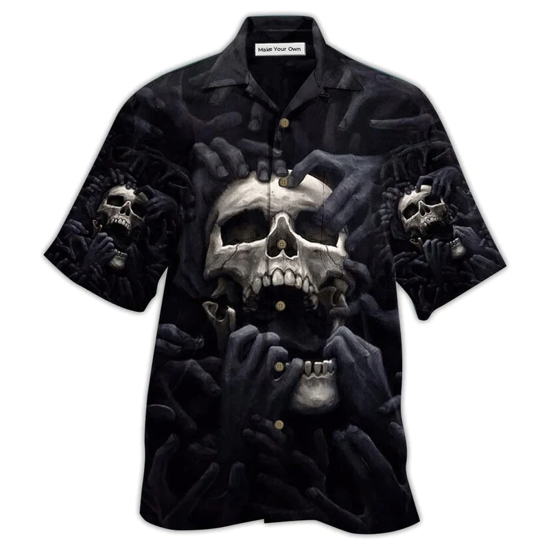 Hawaiian Shirt / Adults / S Skull Love Darkness - Hawaiian Shirt - Reefox