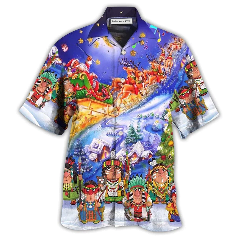Hawaiian Shirt / Adults / S Native Funny Christmas Night - Hawaiian Shirt - Reefox