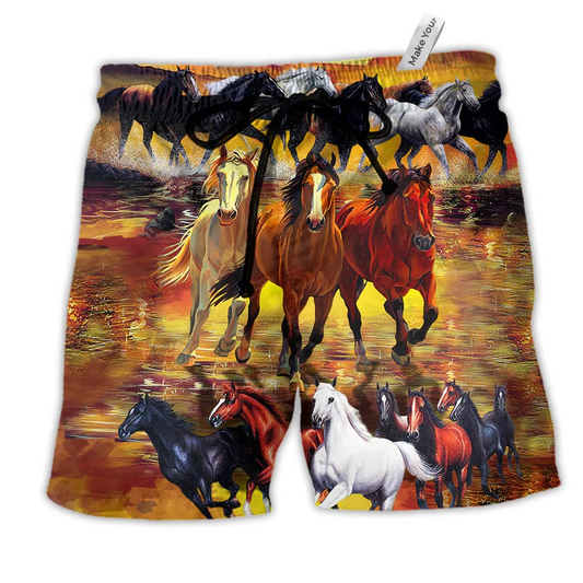 Beach Short / Adults / S Horse Run Run Classic Style - Beach Short Reefox - Owls Matrix LTD