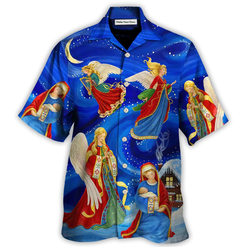 Christmas The Blessed Mother Love Christmas Light Art Style - Hawaiian Shirt - Reefox