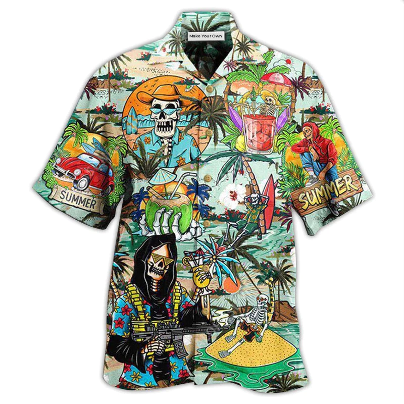 Hawaiian Shirt / Adults / S Skull Chill Out Summer Beach - Hawaiian Shirt - Reefox