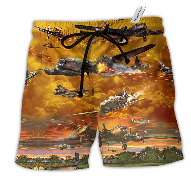 Beach Short / Adults / S Combat Aircraft Crashing Is What's Dangerous Sunset Sky - Beach Short Reefox - Owls Matrix LTD