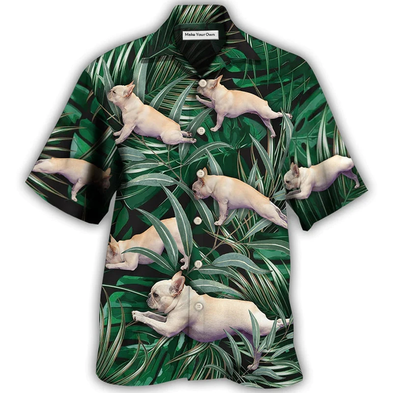 Hawaiian Shirt / Adults / S Bulldog Yoga Pose Tropical - Hawaiian Shirt - Reefox