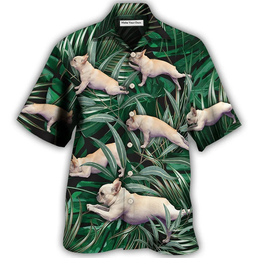 Hawaiian Shirt / Adults / S Bulldog Yoga Pose Tropical - Hawaiian Shirt - Reefox