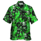 Hawaiian Shirt / Adults / S Skull Green Flame Burn - Hawaiian Shirt - Reefox