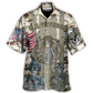 Hawaiian Shirt / Adults / S Veteran Us America Flag Skull Style - Hawaiian Shirt - Reefox