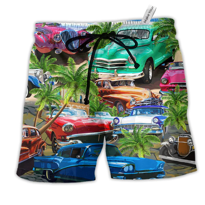 Beach Short / Adults / S Car Classic Make Me Happy - Beach Short Reefox - Owls Matrix LTD