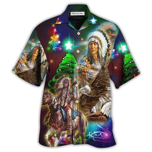 Hawaiian Shirt / Adults / S Native Old Man Christmas - Hawaiian Shirt - Reefox