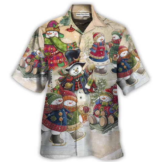 Hawaiian Shirt / Adults / S Christmas Couple Snowman Lover Winter Xmas - Hawaiian Shirt - Reefox
