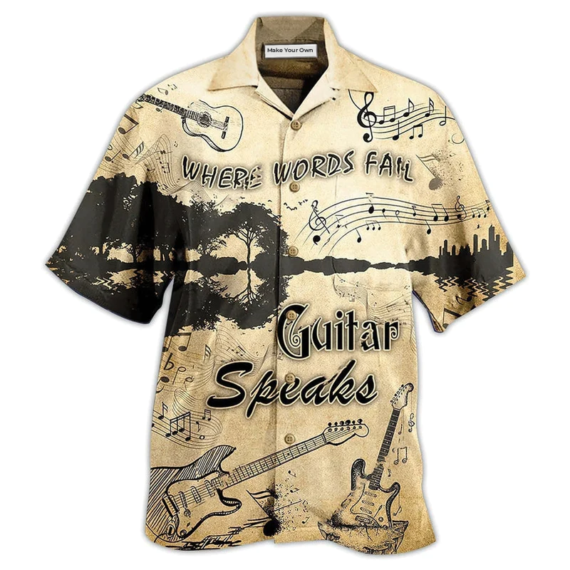 Hawaiian Shirt / Adults / S Guitar Speaks Love It - Hawaiian Shirt - Reefox